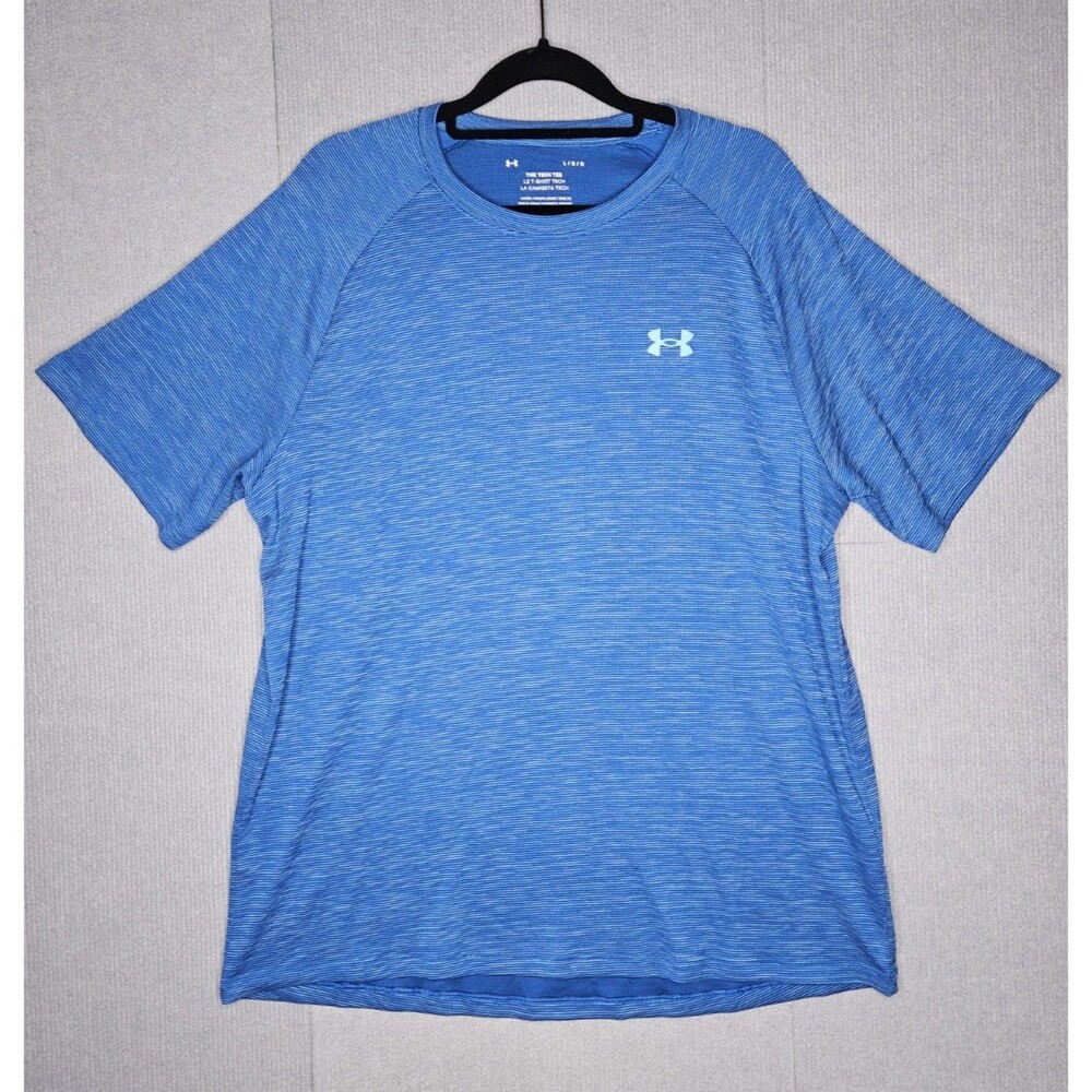 Under Armour Tech Tshirt Mens Large Blue HeatGear Short Sleeve